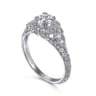 Abel - Unique 14K White Gold Vintage Inspired Diamond Halo Engagement Ring - 0.3 ct