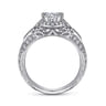 Abel - Unique 14K White Gold Vintage Inspired Diamond Halo Engagement Ring - 0.39 ct