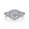 Abel - Vintage Inspired 14K White Gold Fancy Halo Round Diamond Engagement Ring - 0.46 ct