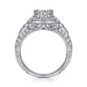 Abel - Vintage Inspired 14K White Gold Fancy Halo Round Diamond Engagement Ring - 0.46 ct