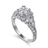 Abel - Vintage Inspired 14K White Gold Fancy Halo Round Diamond Engagement Ring - 0.46 ct