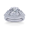 Abel - Vintage Inspired 14K White Gold Fancy Halo Round Diamond Engagement Ring - 0.46 ct