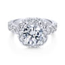 Ivory - 14K White Gold Round Halo Diamond Engagement Ring - 1.5 ct