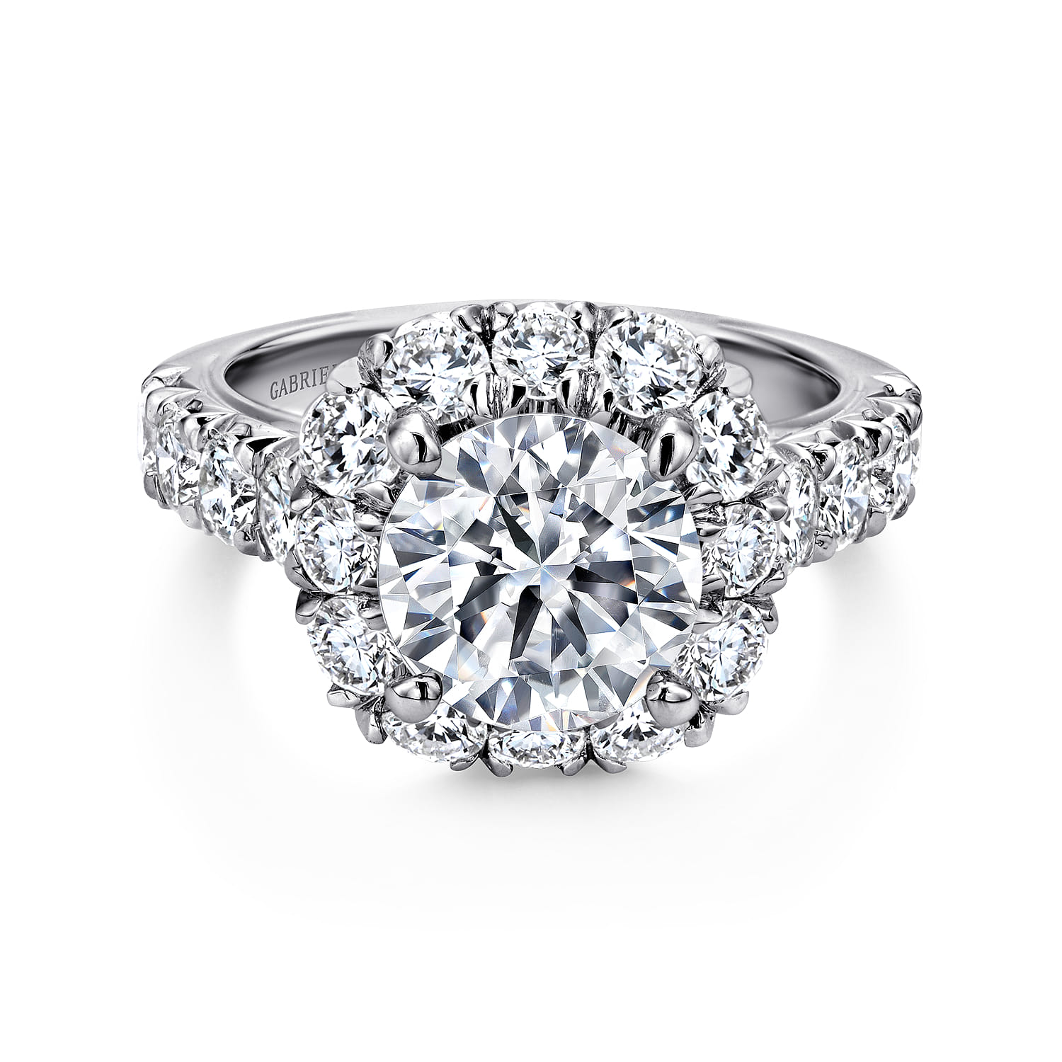Ivory - 14K White Gold Cushion Halo Round Diamond Engagement Ring - 1.85 ct - Shot 1