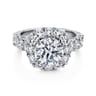 Ivory - 14K White Gold Cushion Halo Round Diamond Engagement Ring - 1.85 ct