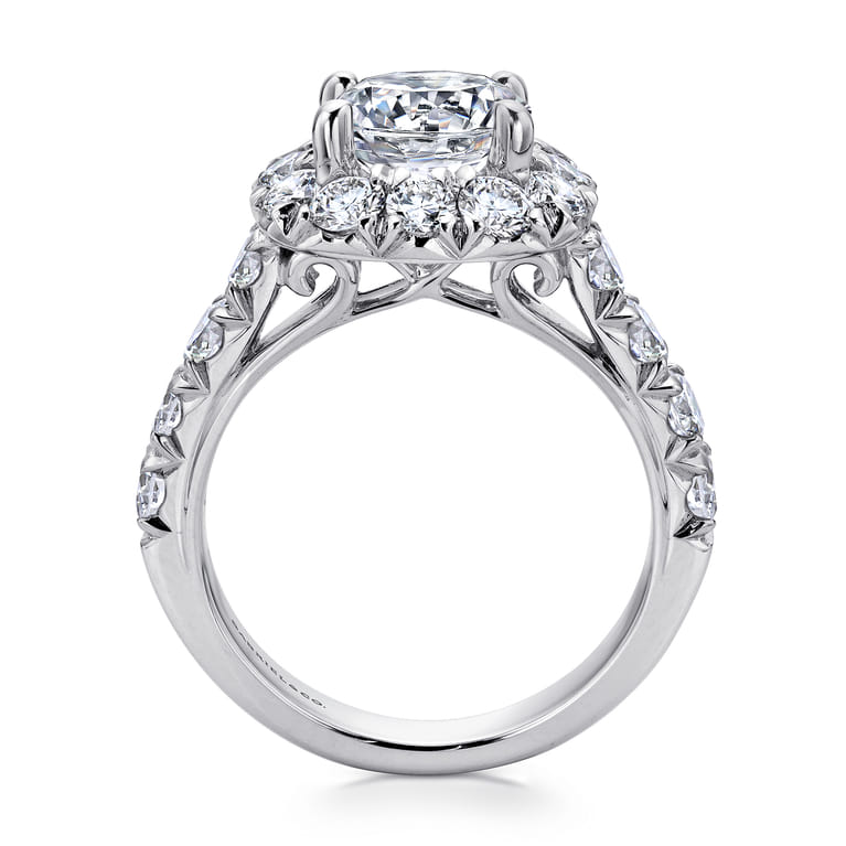 Ivory - 14K White Gold Cushion Halo Round Diamond Engagement Ring - 1.85 ct - Shot 2