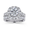 Ivory - 14K White Gold Cushion Halo Round Diamond Engagement Ring - 1.85 ct