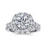 Ivory - 14K White Gold Cushion Halo Round Diamond Engagement Ring - 1.85 ct