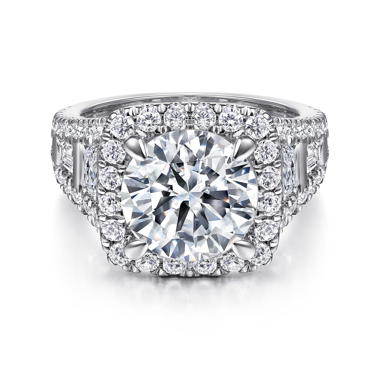 Bowery - 14K White Gold Cushion Halo Round Diamond Channel Set Engagement Ring - 1.96 ct - Shot 1