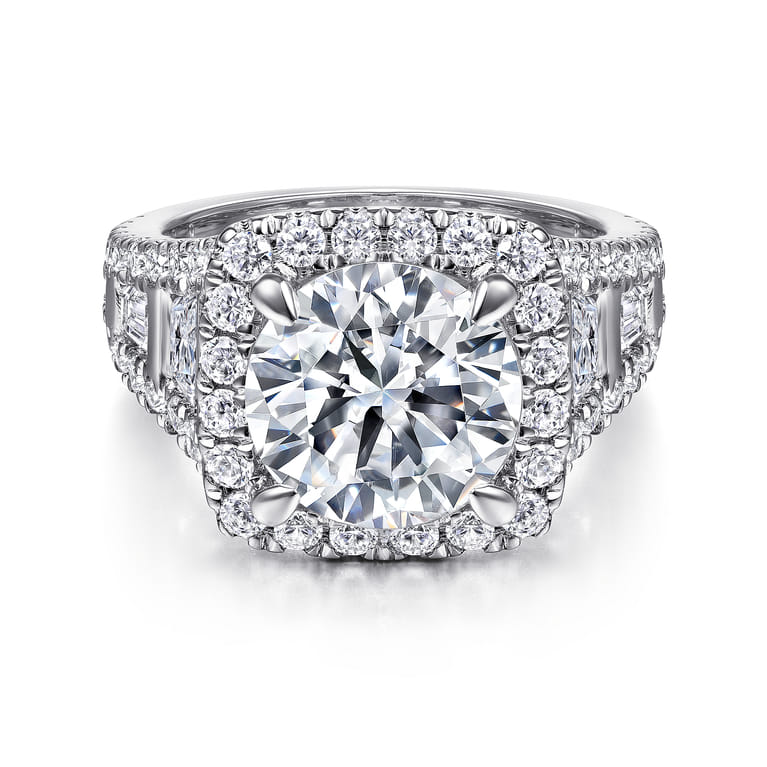 Bowery - 14K White Gold Cushion Halo Round Diamond Channel Set Engagement Ring - 1.96 ct - Shot 1