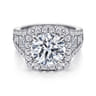 Bowery - 14K White Gold Cushion Halo Round Diamond Channel Set Engagement Ring - 1.96 ct