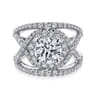 Naples - 14K White Gold Round Halo Diamond Engagement Ring - 1.07 ct
