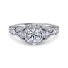 Annadale - Unique 14K White Gold Vintage Inspired Diamond Halo Engagement Ring - 0.3 ct