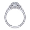Annadale - Unique 14K White Gold Vintage Inspired Diamond Halo Engagement Ring - 0.3 ct