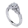 Annadale - Unique 14K White Gold Vintage Inspired Diamond Halo Engagement Ring - 0.3 ct