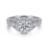 Annadale - Unique 14K White Gold Vintage Inspired Diamond Halo Engagement Ring - 0.4 ct
