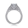 Annadale - Unique 14K White Gold Vintage Inspired Diamond Halo Engagement Ring - 0.4 ct