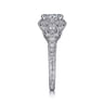 Annadale - Unique 14K White Gold Vintage Inspired Diamond Halo Engagement Ring - 0.4 ct