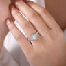 Annadale - Unique 14K White Gold Vintage Inspired Diamond Halo Engagement Ring - 0.4 ct