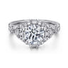Annadale - Unique 14K White Gold Vintage Inspired Diamond Halo Engagement Ring - 0.4 ct