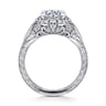Annadale - Unique 14K White Gold Vintage Inspired Diamond Halo Engagement Ring - 0.4 ct