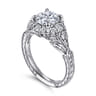 Annadale - Unique 14K White Gold Vintage Inspired Diamond Halo Engagement Ring - 0.4 ct