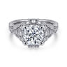 Annadale - Unique 14K White Gold Vintage Inspired Diamond Halo Engagement Ring - 0.45 ct