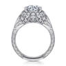 Annadale - Unique 14K White Gold Vintage Inspired Diamond Halo Engagement Ring - 0.45 ct