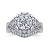 Annadale - Unique 14K White Gold Vintage Inspired Diamond Halo Engagement Ring - 0.45 ct