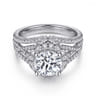 Delicacy - 14K White Gold Round Halo Diamond Engagement Ring - 1.05 ct