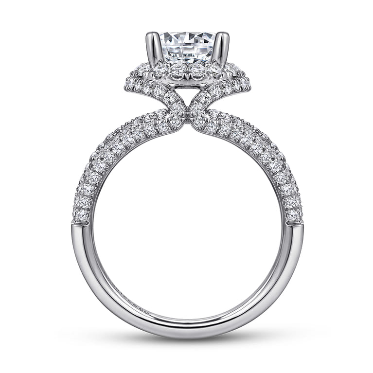 Delicacy - 14K White Gold Round Halo Diamond Engagement Ring - 1.05 ct - Shot 2