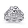 Delicacy - 14K White Gold Round Halo Diamond Engagement Ring - 1.05 ct