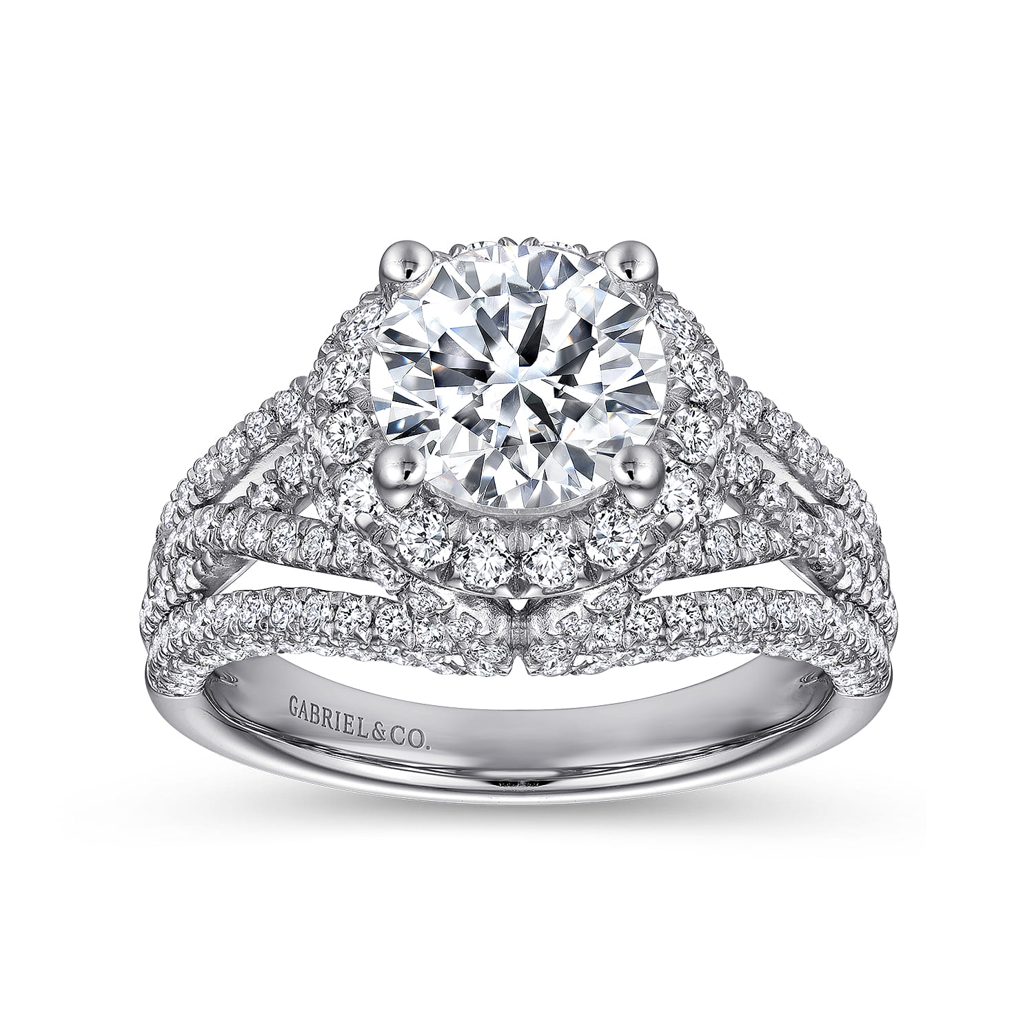Delicacy - 14K White Gold Round Halo Diamond Engagement Ring - 1.05 ct - Shot 5