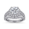 Delicacy - 14K White Gold Round Halo Diamond Engagement Ring - 1.05 ct