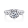 Veronique - Vintage Inspired 14K White Gold Fancy Halo Round Diamond Engagement Ring - 0.34 ct