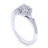Veronique - Vintage Inspired 14K White Gold Fancy Halo Round Diamond Engagement Ring - 0.34 ct