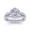 Veronique - Vintage Inspired 14K White Gold Fancy Halo Round Diamond Engagement Ring - 0.34 ct