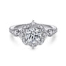 Veronique - Unique 14K White Gold Vintage Inspired Halo Diamond Engagement Ring - 0.34 ct