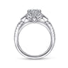 Veronique - Unique 14K White Gold Vintage Inspired Halo Diamond Engagement Ring - 0.34 ct
