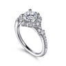Veronique - Unique 14K White Gold Vintage Inspired Halo Diamond Engagement Ring - 0.34 ct