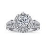 Veronique - Unique 14K White Gold Vintage Inspired Halo Diamond Engagement Ring - 0.34 ct
