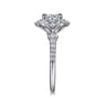 Veronique - Unique 14K White Gold Vintage Inspired Halo Diamond Engagement Ring - 0.34 ct