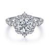 Veronique - Unique 14K White Gold Vintage Inspired Halo Diamond Engagement Ring - 0.37 ct