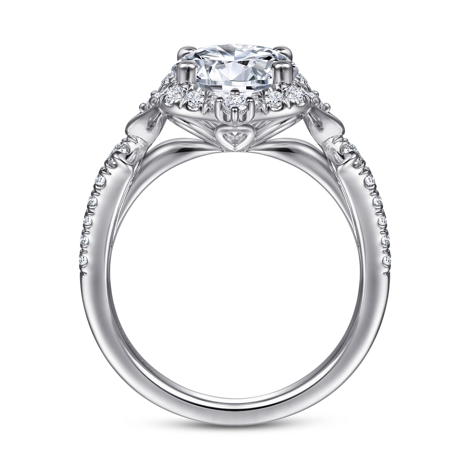 Veronique - Unique 14K White Gold Vintage Inspired Halo Diamond Engagement Ring - 0.37 ct - Shot 2
