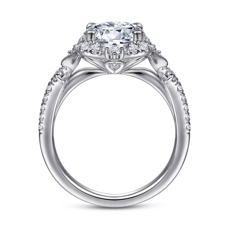 Veronique - Unique 14K White Gold Vintage Inspired Halo Diamond Engagement Ring - 0.37 ct - Shot 2