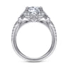 Veronique - Unique 14K White Gold Vintage Inspired Halo Diamond Engagement Ring - 0.37 ct