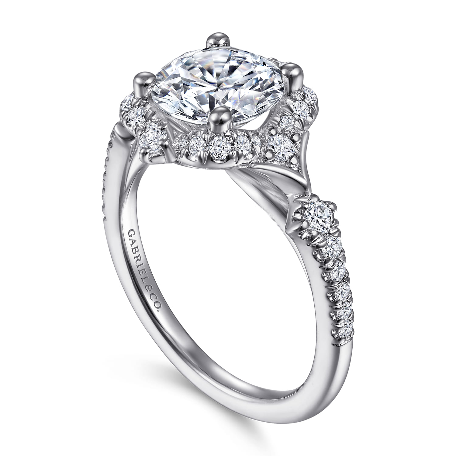 Veronique - Unique 14K White Gold Vintage Inspired Halo Diamond Engagement Ring - 0.37 ct - Shot 3