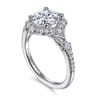 Veronique - Unique 14K White Gold Vintage Inspired Halo Diamond Engagement Ring - 0.37 ct