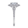 Veronique - Unique 14K White Gold Vintage Inspired Halo Diamond Engagement Ring - 0.37 ct