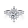Astor - Unique 14K White Gold Round Halo Diamond Engagement Ring - 1 ct